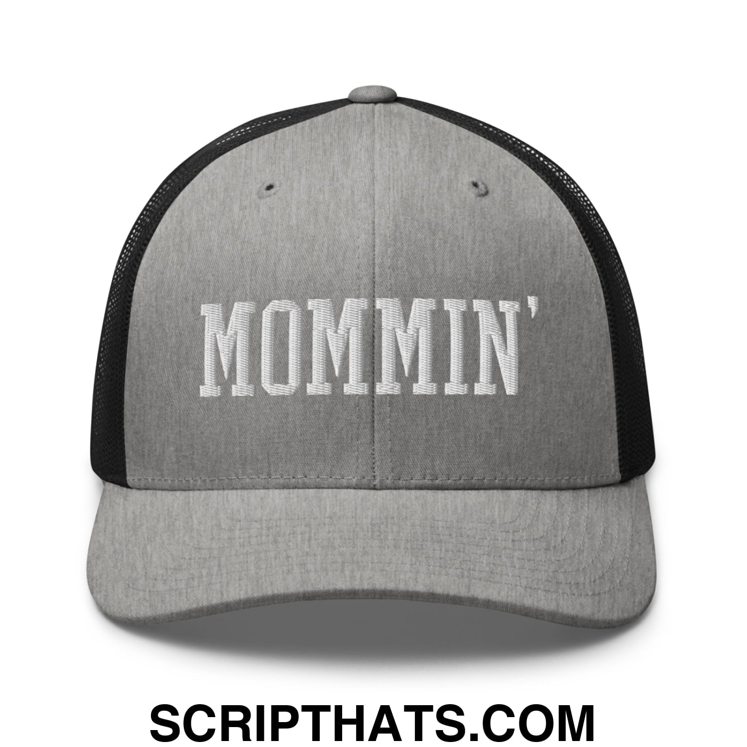 Mommin' Embroidered Mesh Trucker Hat Heather Black