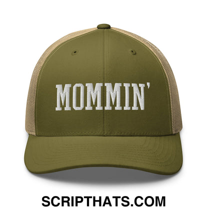Mommin' Embroidered Mesh Trucker Hat Moss Khaki