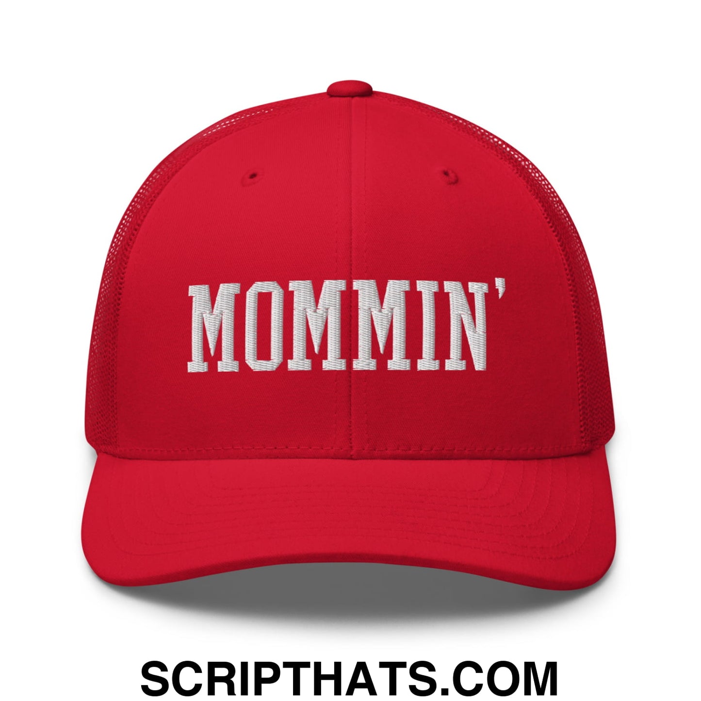 Mommin' Embroidered Mesh Trucker Hat Red