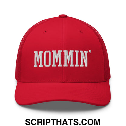 Mommin' Embroidered Mesh Trucker Hat Red