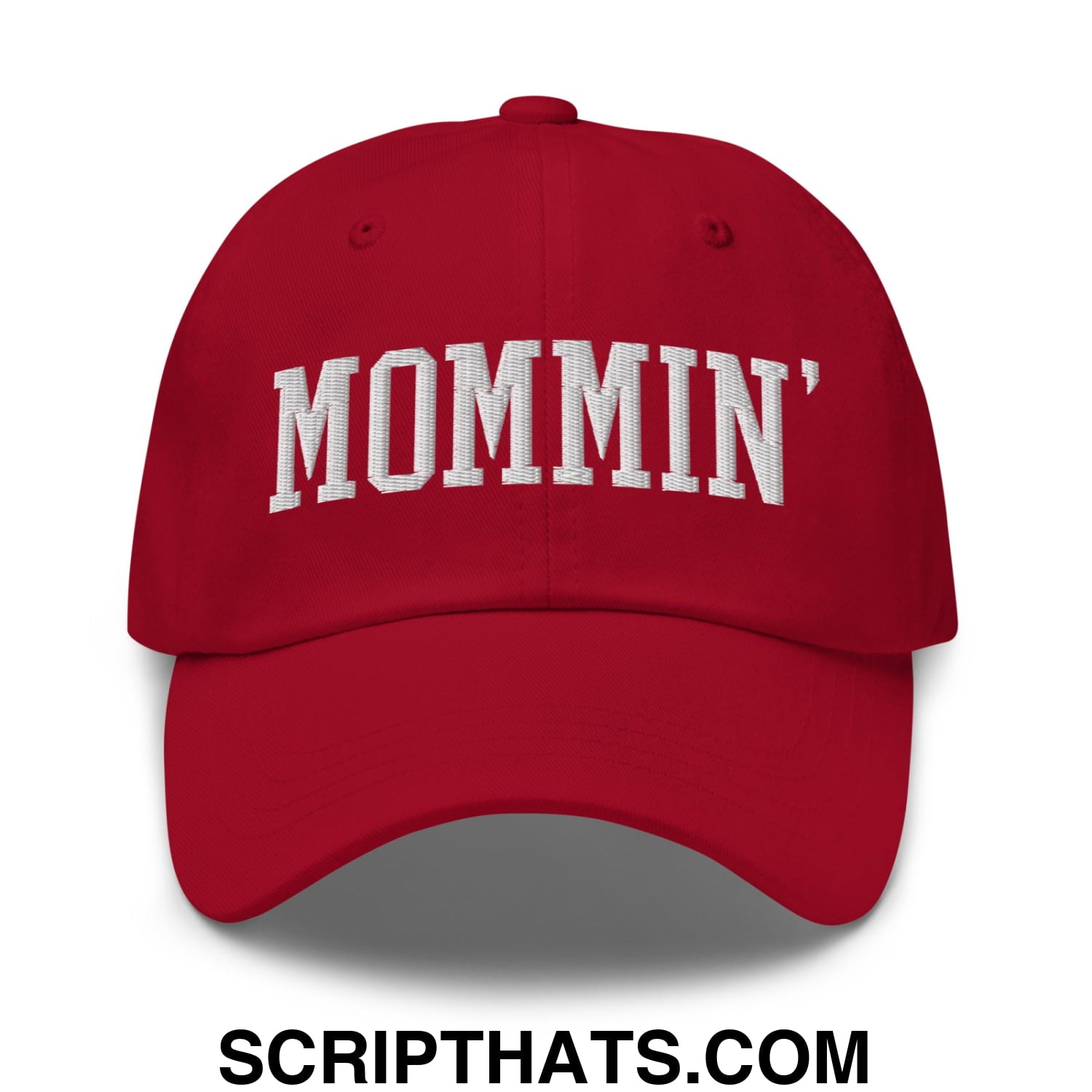 Mommin' Embroidered Unstructured Dad Hat Cranberry