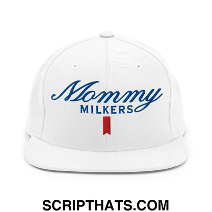 Mommy Milkers Embroidered Flat Bill Brim Snapback Hat Default Title