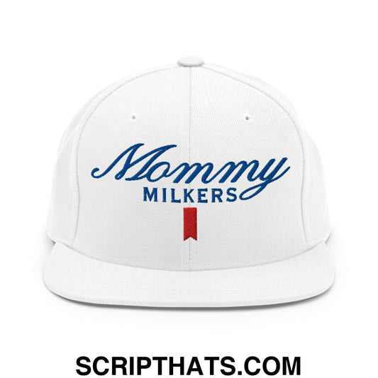 Mommy Milkers Embroidered Flat Bill Brim Snapback Hat Default Title