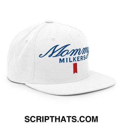 Mommy Milkers Embroidered Flat Bill Brim Snapback Hat Default Title