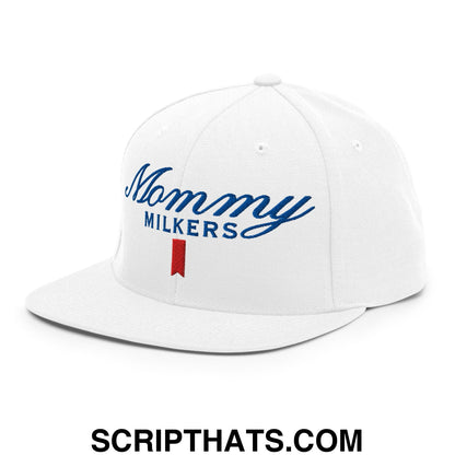 Mommy Milkers Embroidered Flat Bill Brim Snapback Hat Default Title
