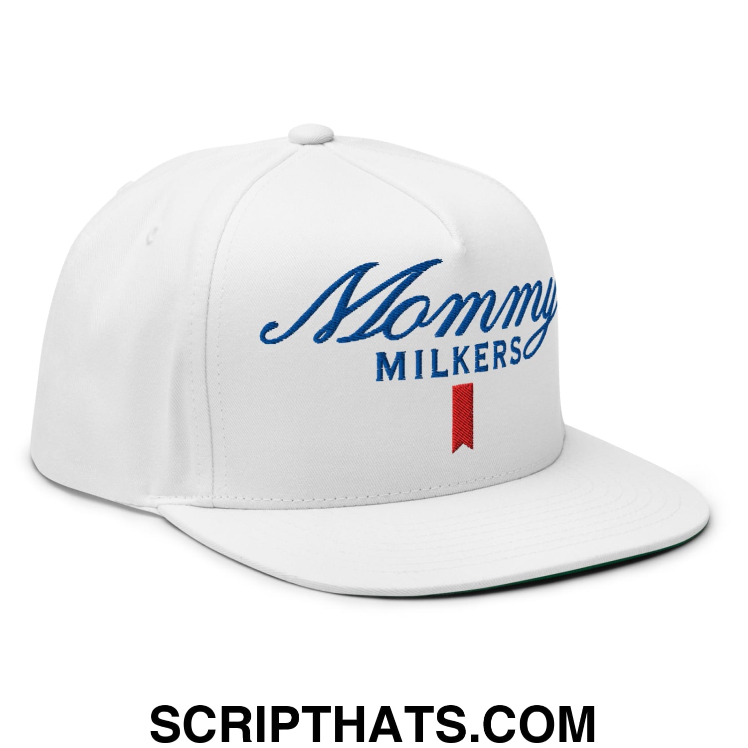 Mommy Milkers Embroidered Flat Brim Bill 5 Panel Snapback Hat Default Title