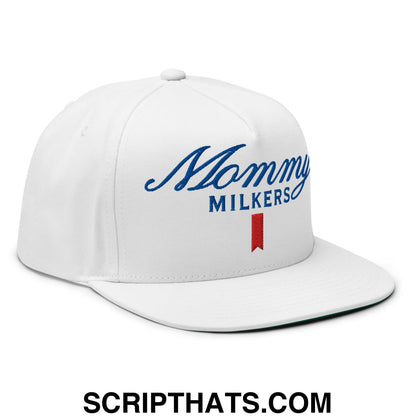 Mommy Milkers Embroidered Flat Brim Bill 5 Panel Snapback Hat Default Title