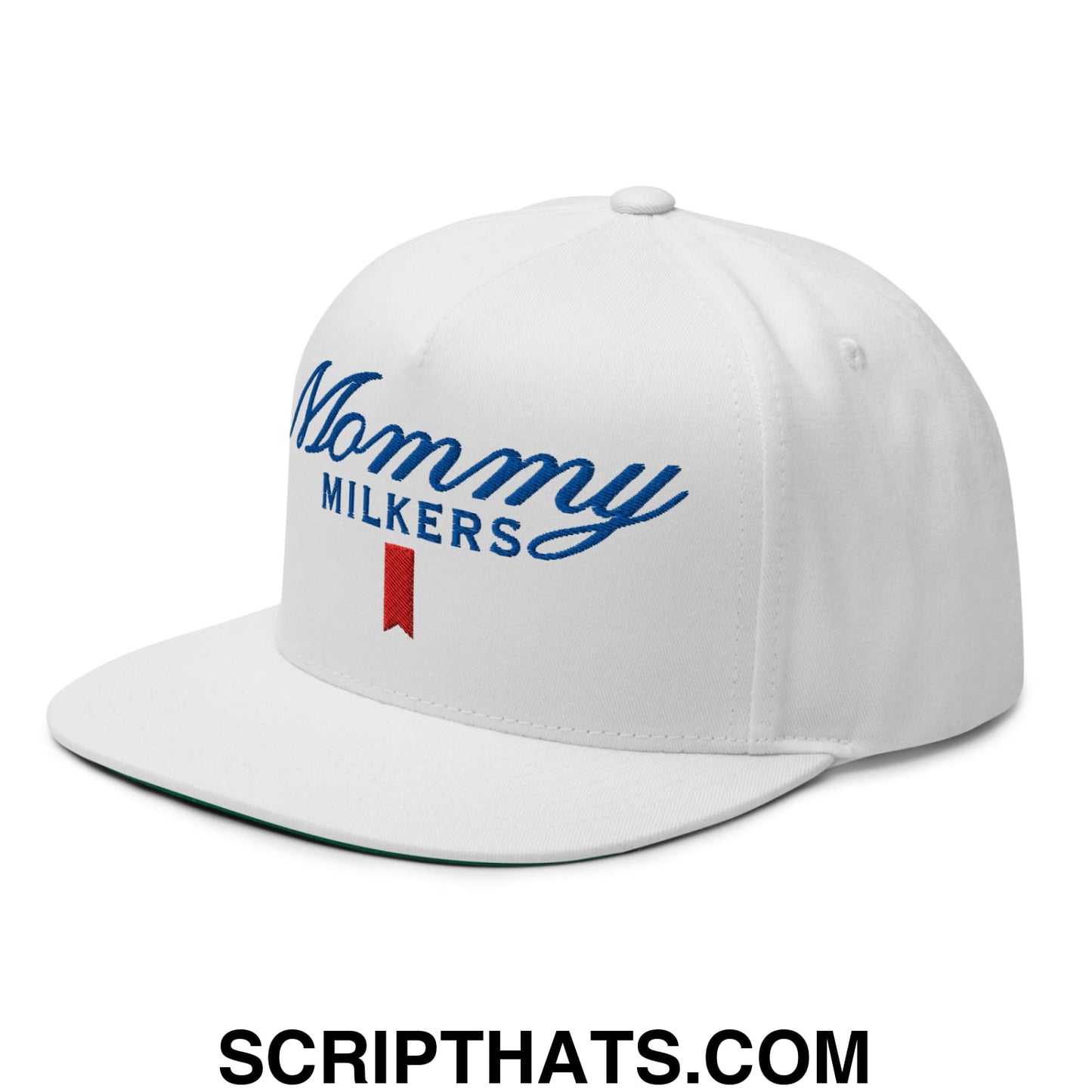 Mommy Milkers Embroidered Flat Brim Bill 5 Panel Snapback Hat Default Title