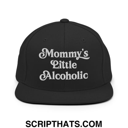 Mommy's Little Alcoholic Embroidered Flat Bill Brim Snapback Hat Black