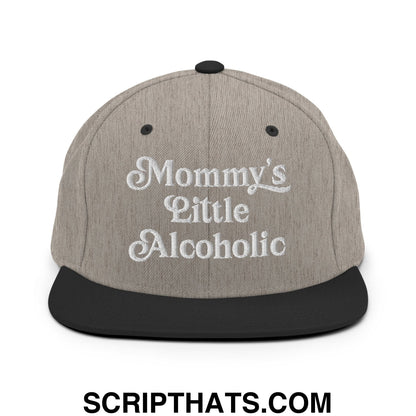 Mommy's Little Alcoholic Embroidered Flat Bill Brim Snapback Hat Heather Black