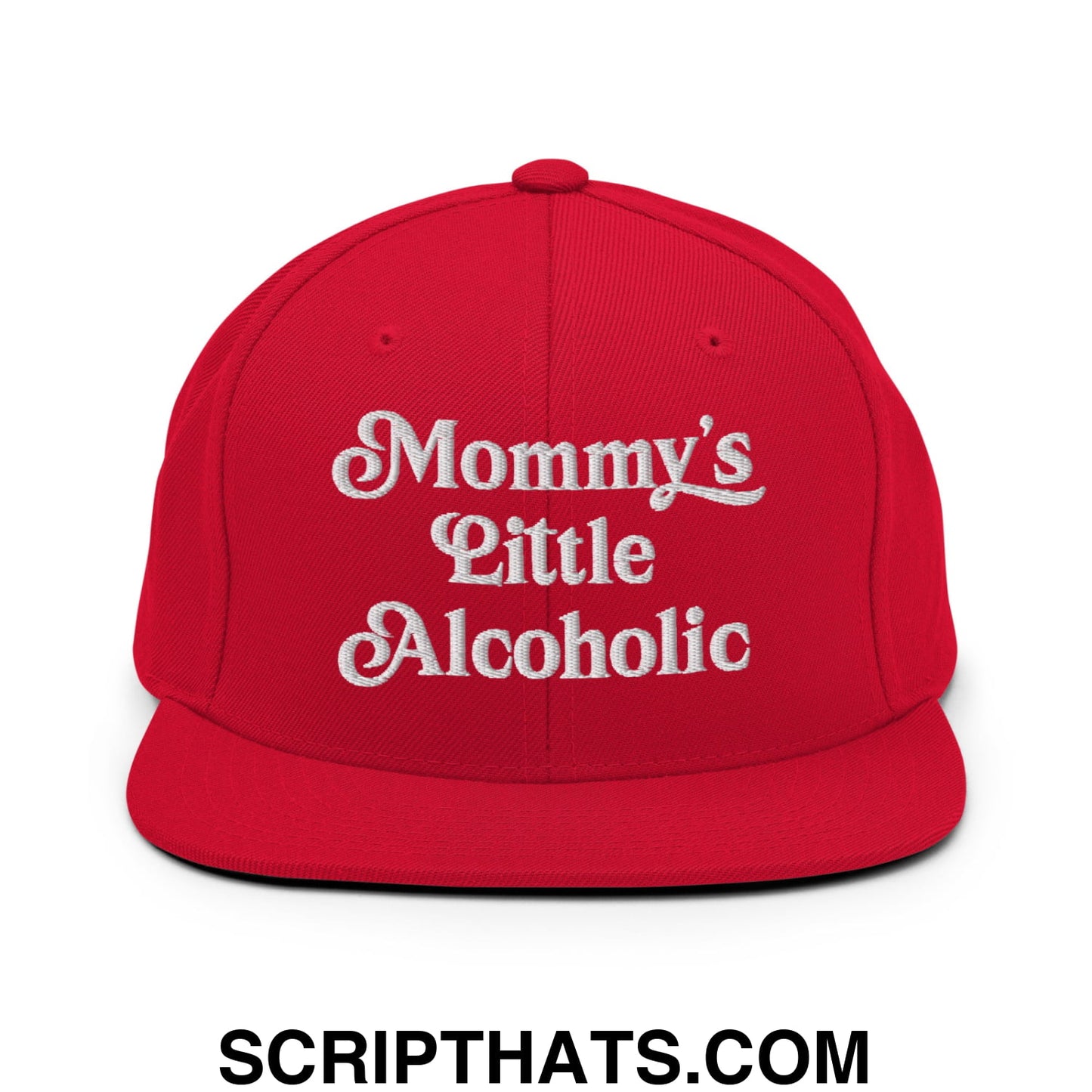 Mommy's Little Alcoholic Embroidered Flat Bill Brim Snapback Hat Red