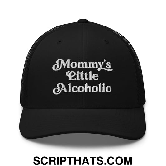 Mommy's Little Alcoholic Embroidered Mesh Trucker Hat Black