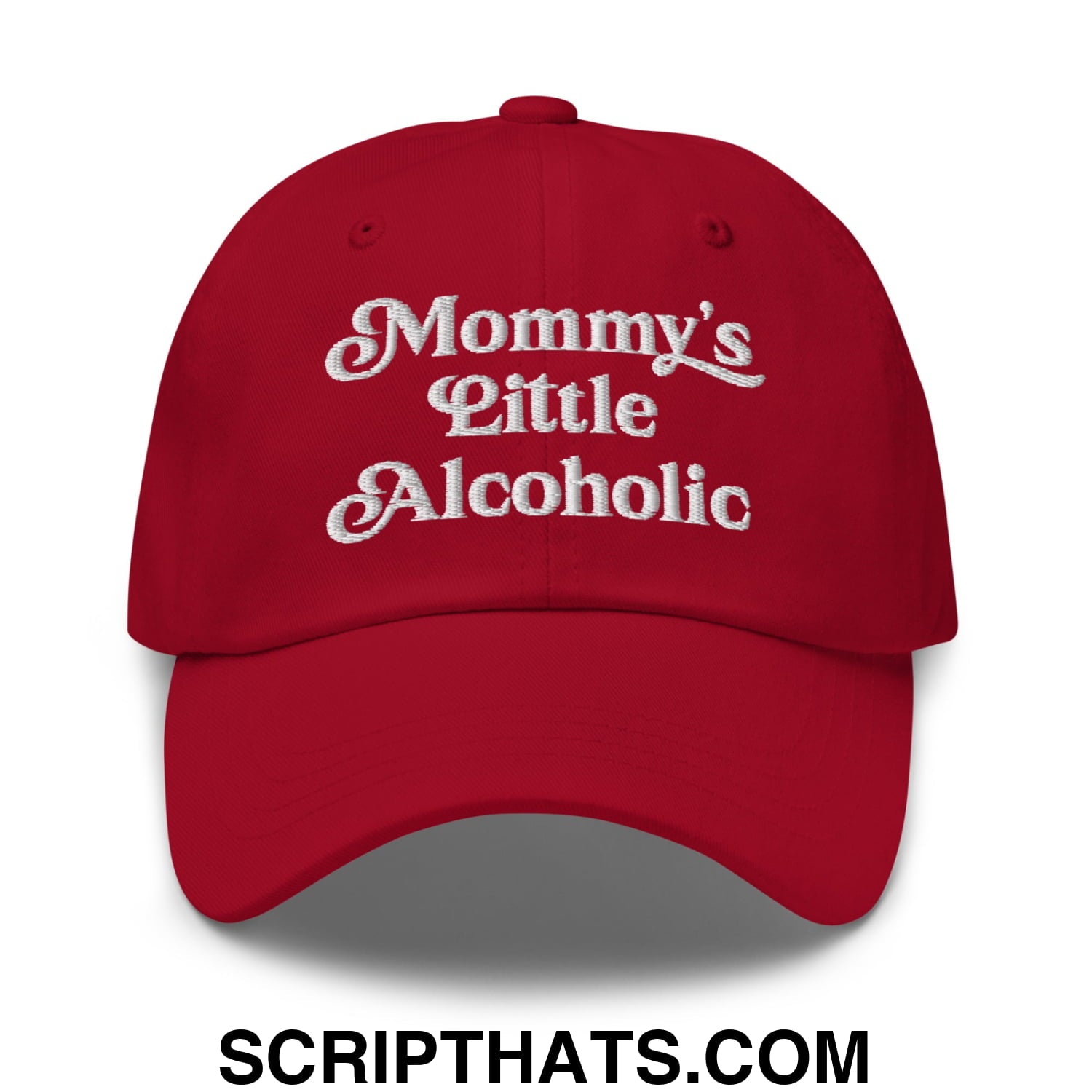 Mommy's Little Alcoholic Embroidered Unstructured Dad Hat Cranberry