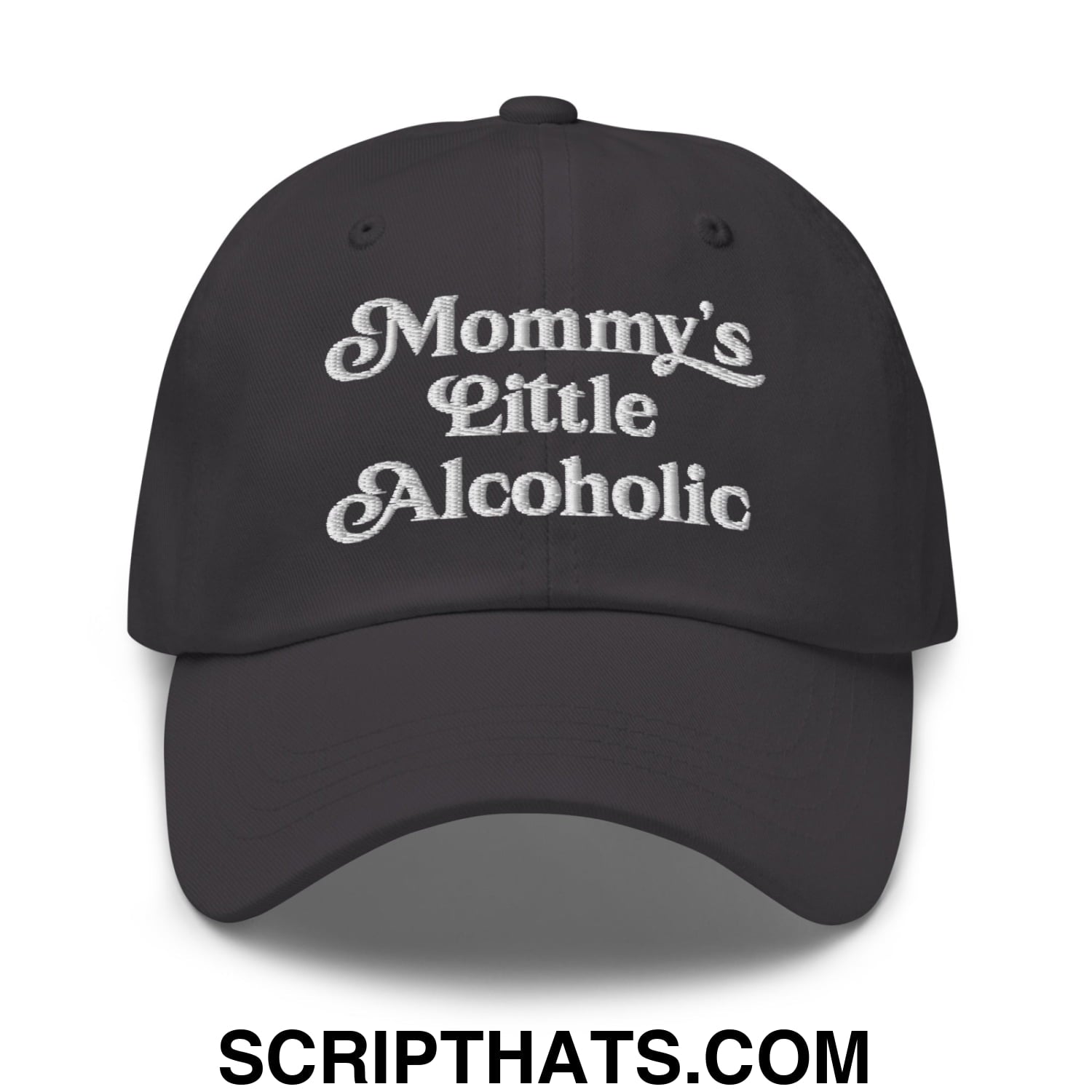 Mommy's Little Alcoholic Embroidered Unstructured Dad Hat Dark Grey