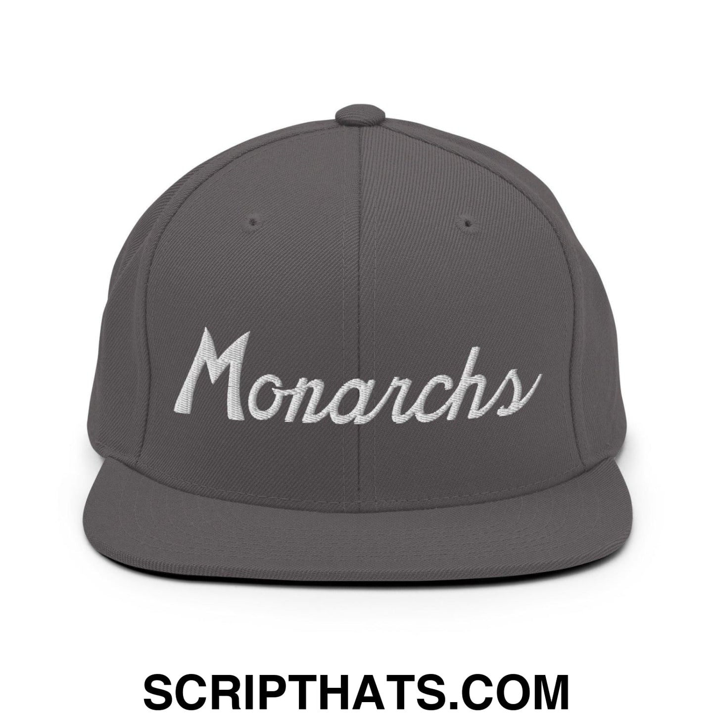 Monarchs School Mascot Script Snapback Hat Dark Grey