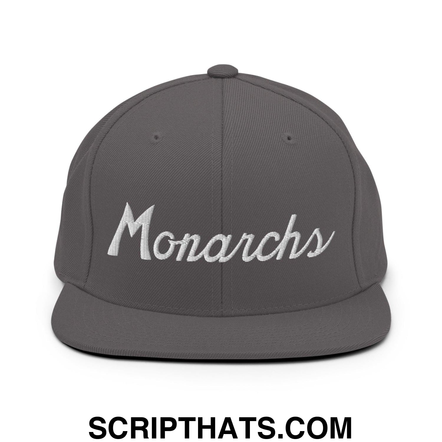 Monarchs School Mascot Script Snapback Hat Dark Grey