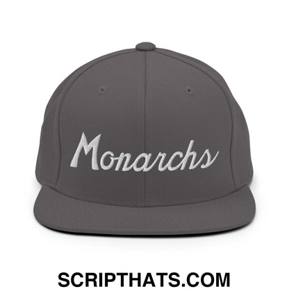Monarchs School Mascot Script Snapback Hat Dark Grey