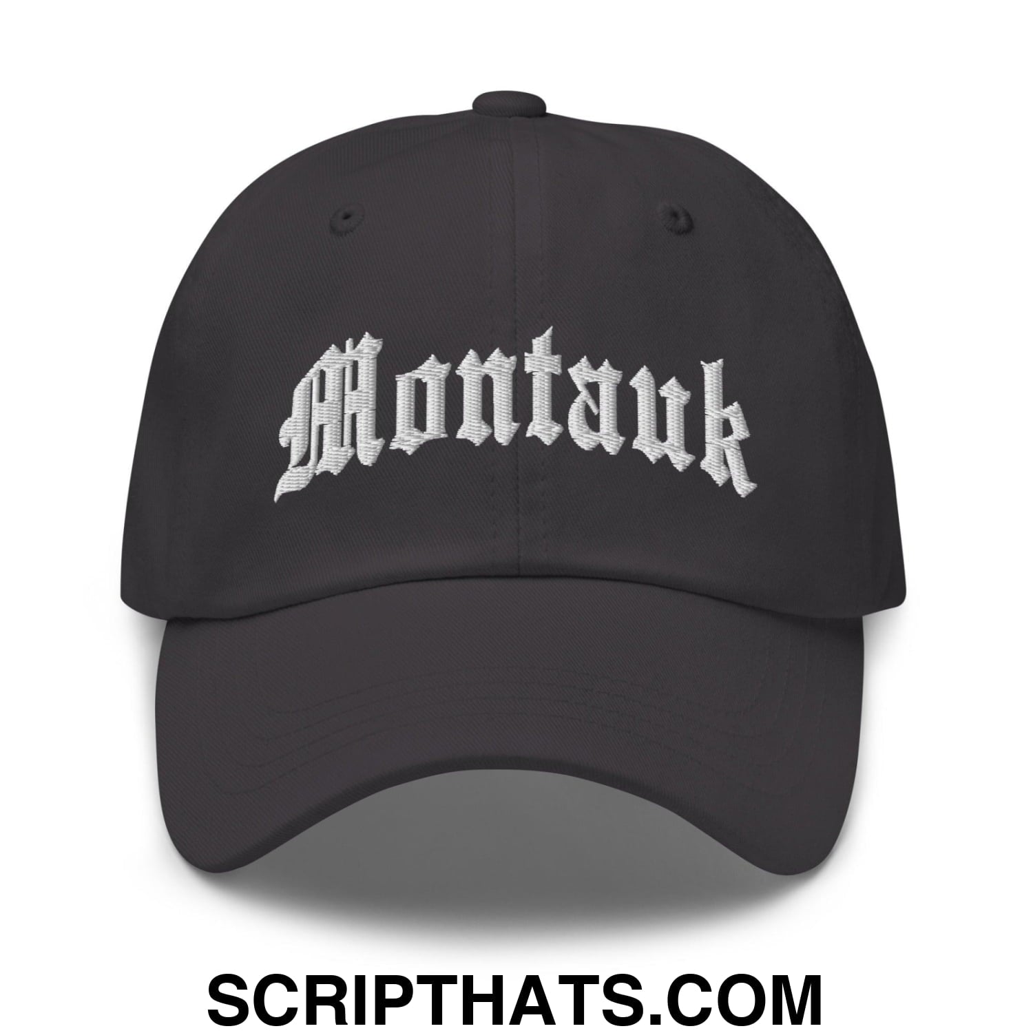 Montauk II OG Old English Dad Hat Dark Grey