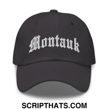 Montauk II OG Old English Dad Hat Dark Grey