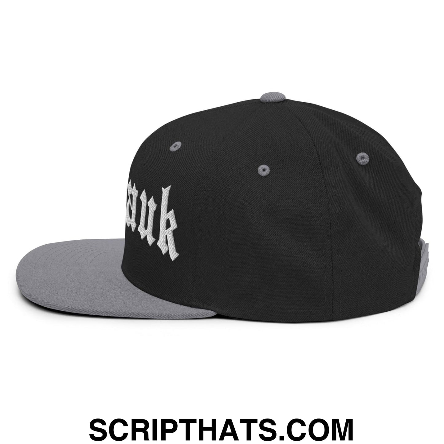 Montauk II OG Old English Snapback Hat Black Silver