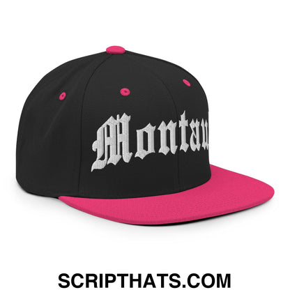 Montauk II OG Old English Snapback Hat Black Neon Pink