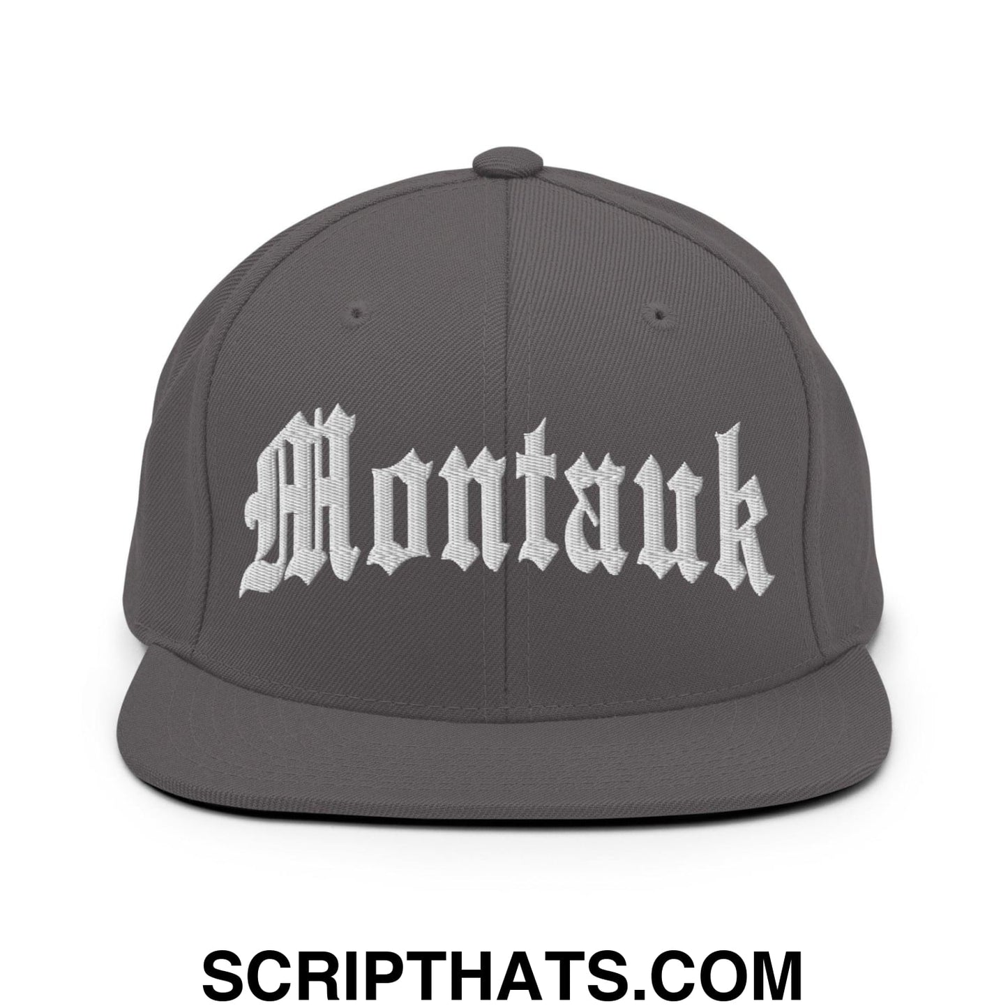 Montauk II OG Old English Snapback Hat Dark Grey