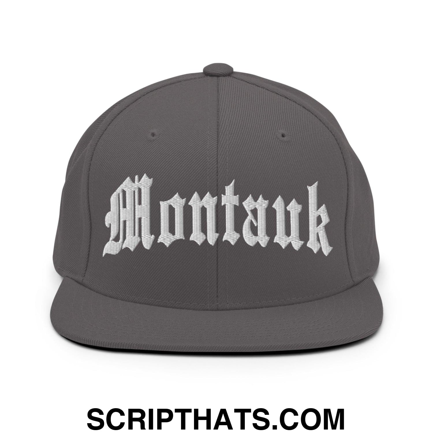 Montauk II OG Old English Snapback Hat Dark Grey