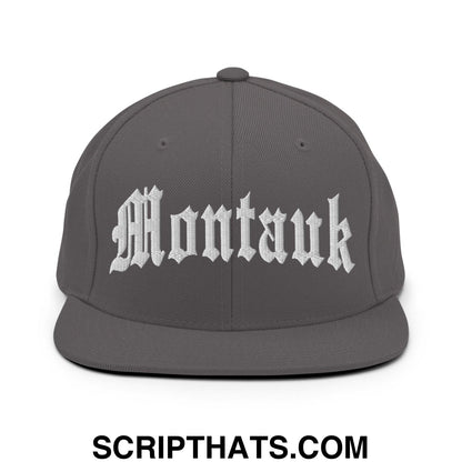 Montauk II OG Old English Snapback Hat Dark Grey