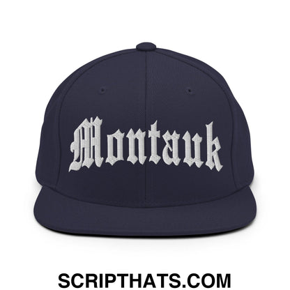 Montauk II OG Old English Snapback Hat Navy