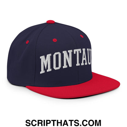 Montauk II Varsity Letterman Block Snapback Hat Navy Red