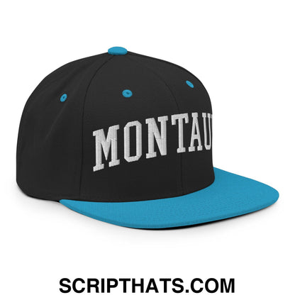 Montauk II Varsity Letterman Block Snapback Hat Black Teal