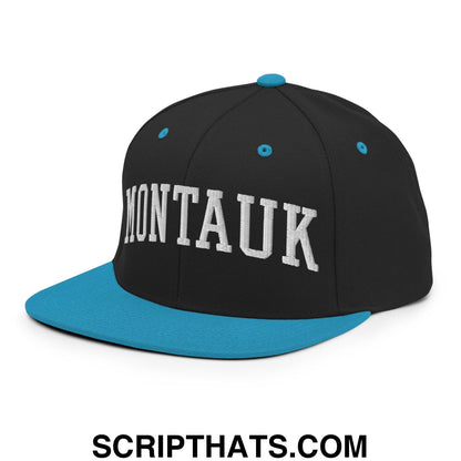 Montauk II Varsity Letterman Block Snapback Hat Black Teal