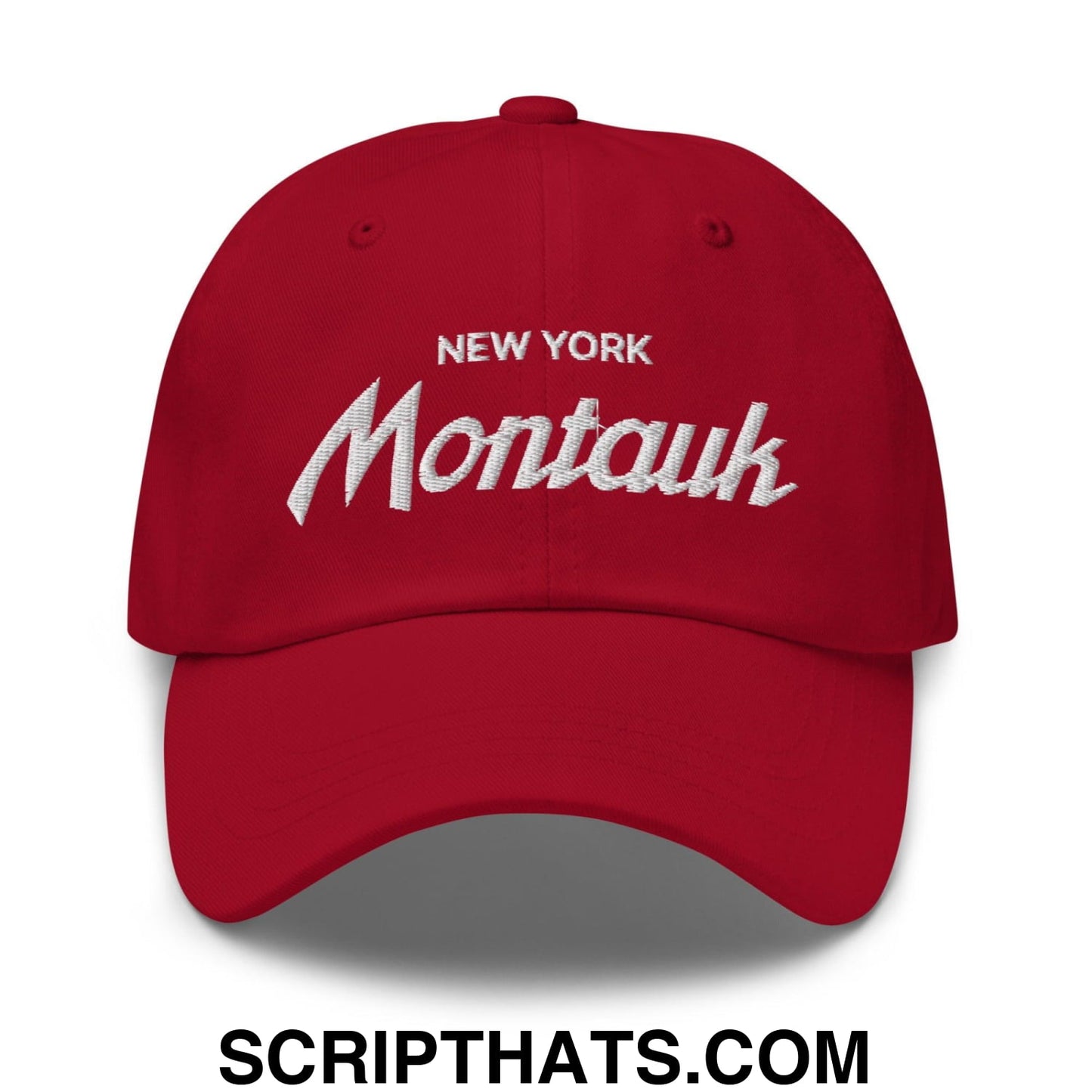 Montauk II Vintage Sports Script Dad Hat Cranberry