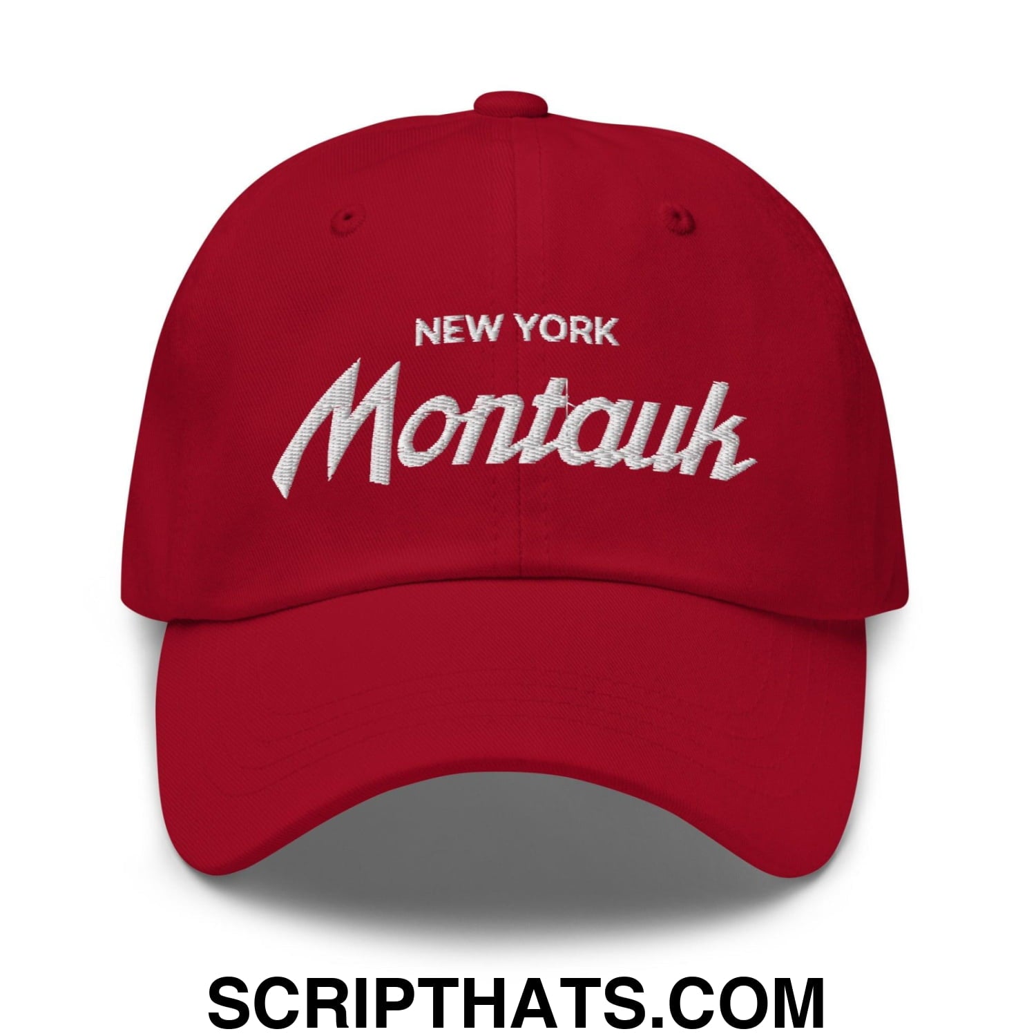 Montauk II Vintage Sports Script Dad Hat Cranberry
