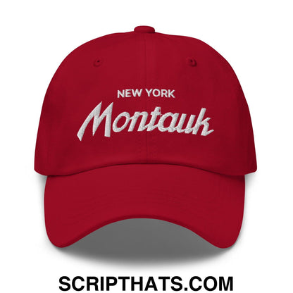 Montauk II Vintage Sports Script Dad Hat Cranberry