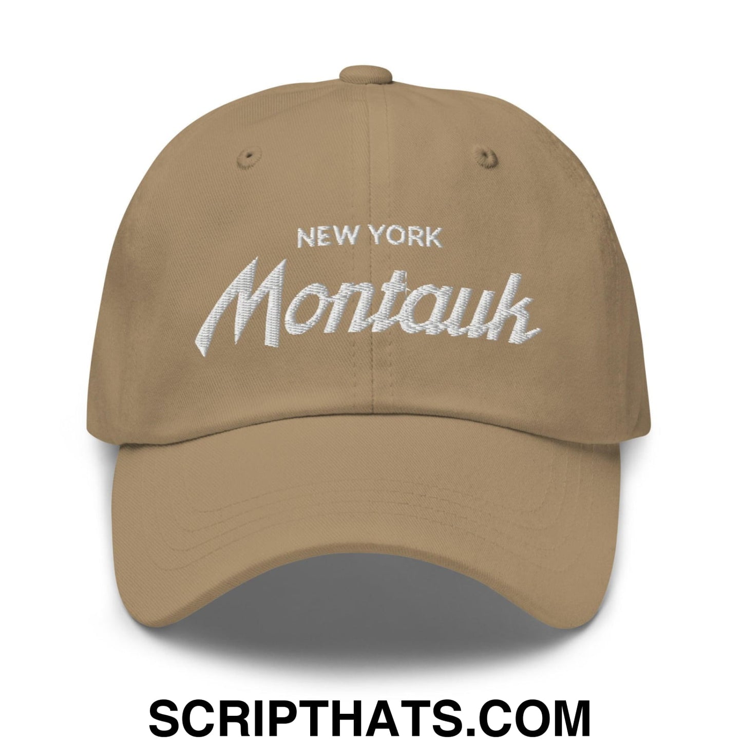 Montauk II Vintage Sports Script Dad Hat Khaki