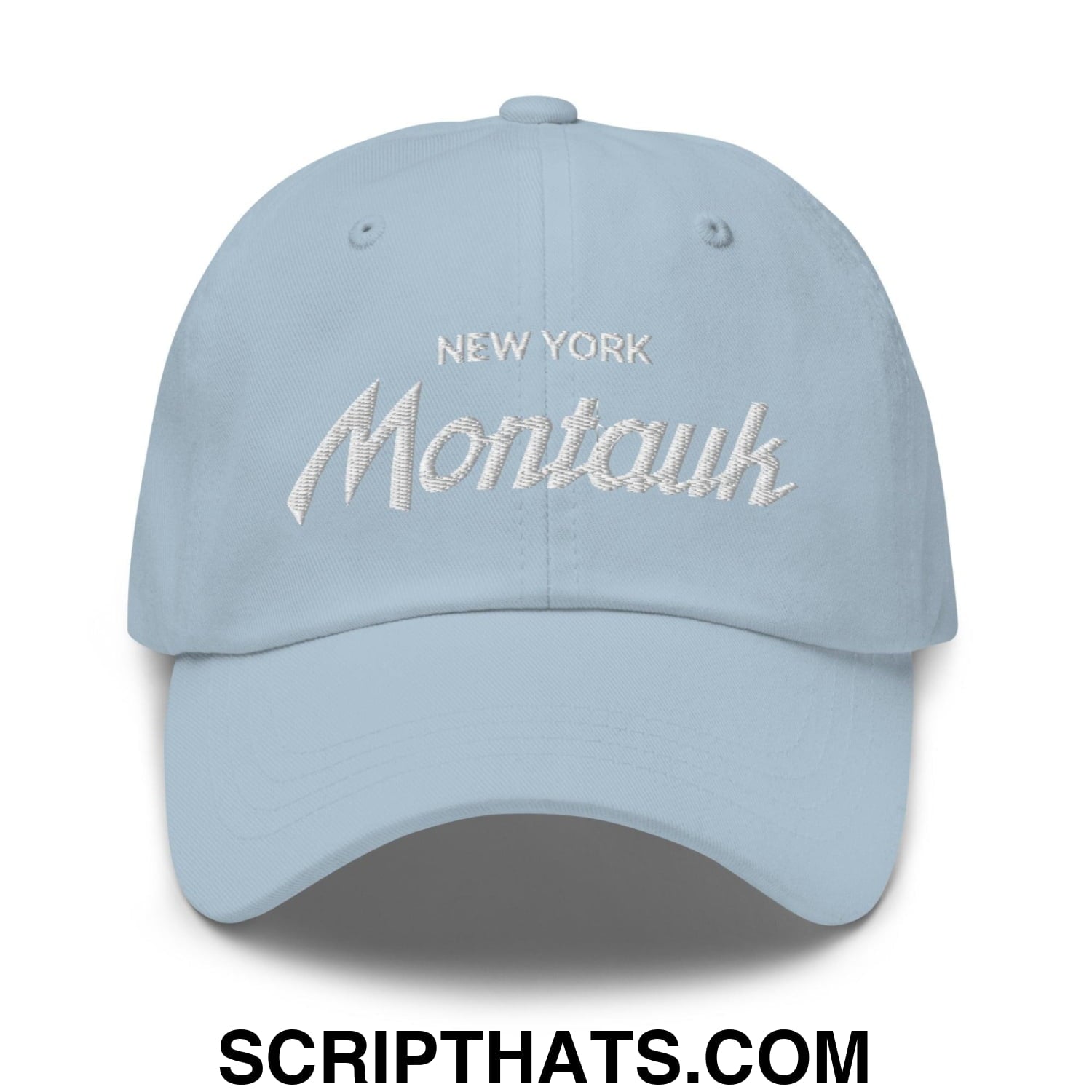 Montauk II Vintage Sports Script Dad Hat Light Blue