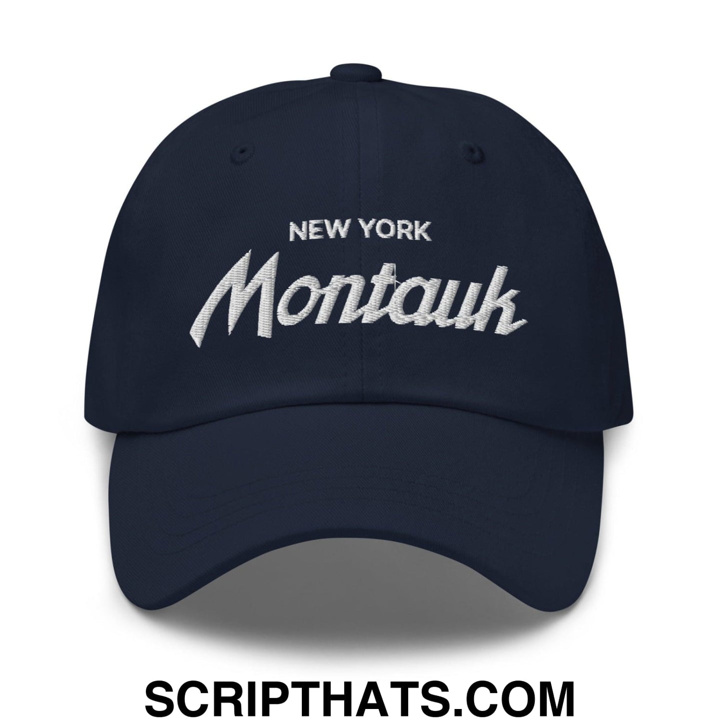 Montauk II Vintage Sports Script Dad Hat Navy