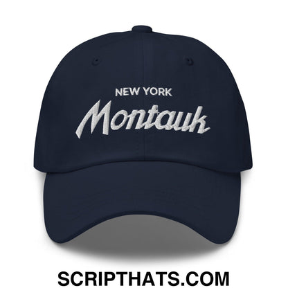 Montauk II Vintage Sports Script Dad Hat Navy