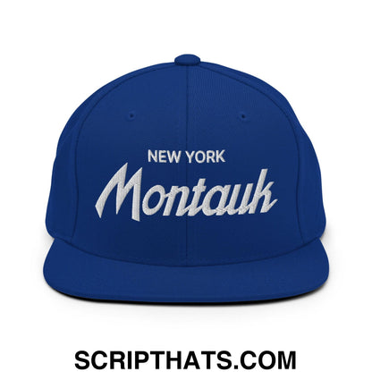 Montauk II Vintage Sports Script Snapback Hat Royal Blue