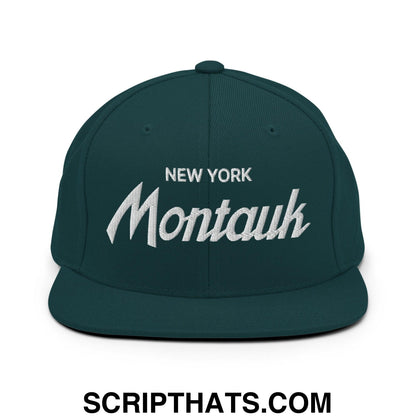 Montauk II Vintage Sports Script Snapback Hat Spruce