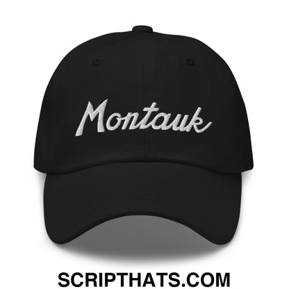 Montauk III Vintage Sports Script Dad Hat Black