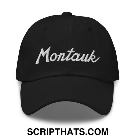 Montauk III Vintage Sports Script Dad Hat Black