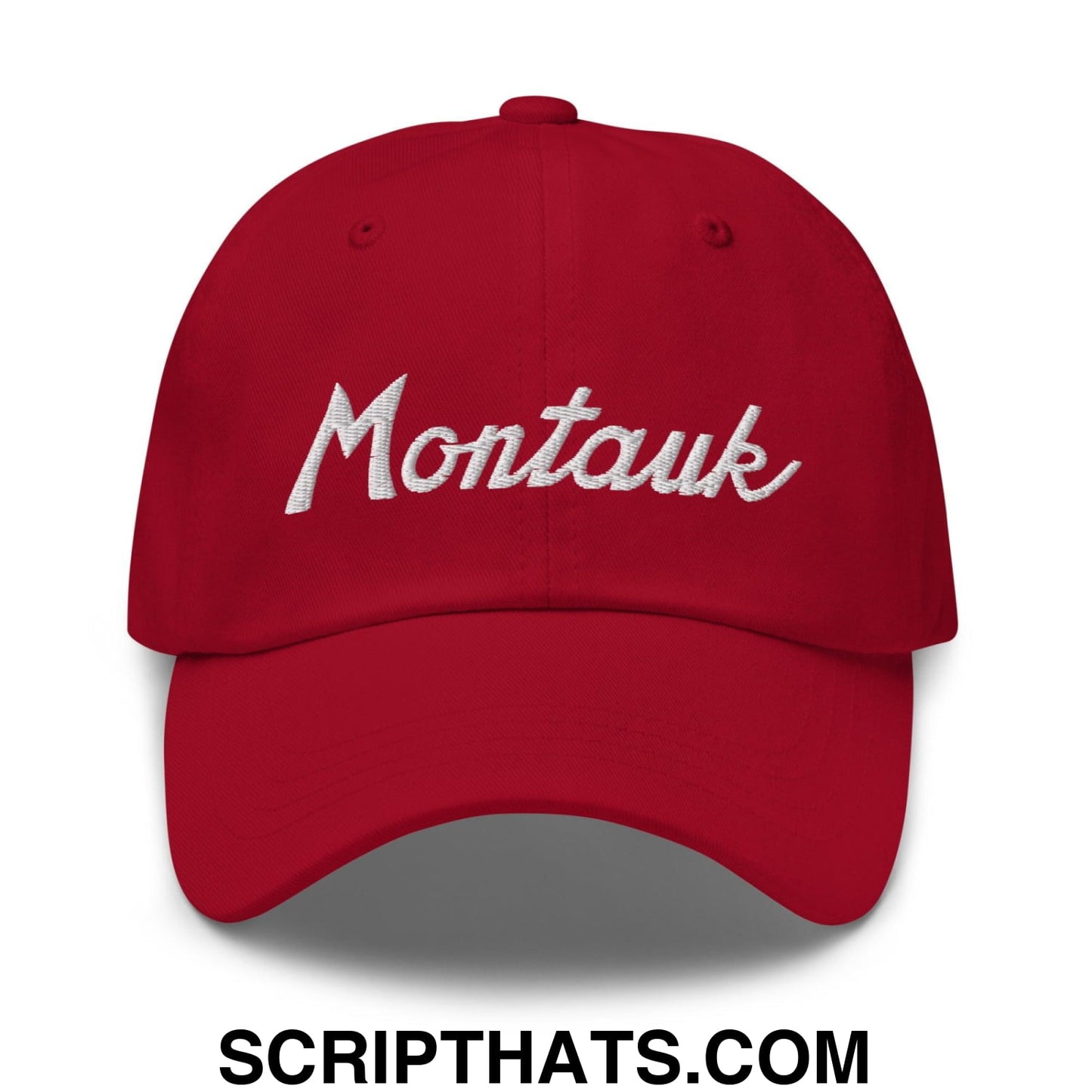 Montauk III Vintage Sports Script Dad Hat Cranberry