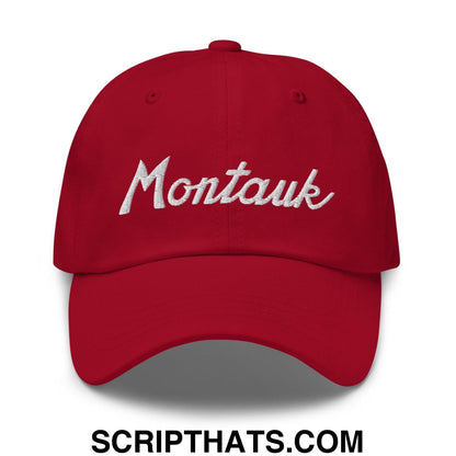 Montauk III Vintage Sports Script Dad Hat Cranberry