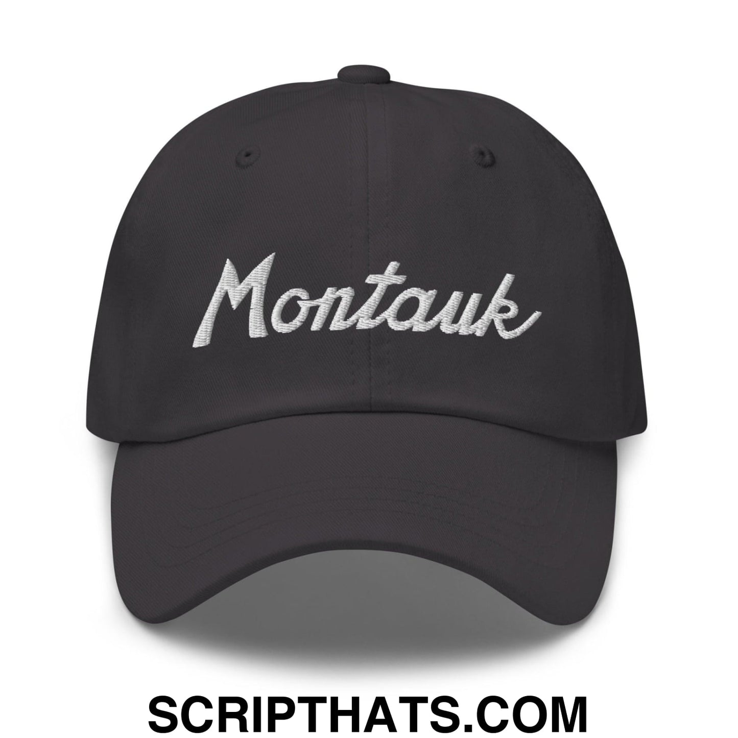 Montauk III Vintage Sports Script Dad Hat Dark Grey
