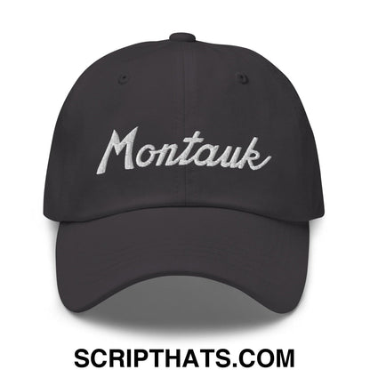 Montauk III Vintage Sports Script Dad Hat Dark Grey