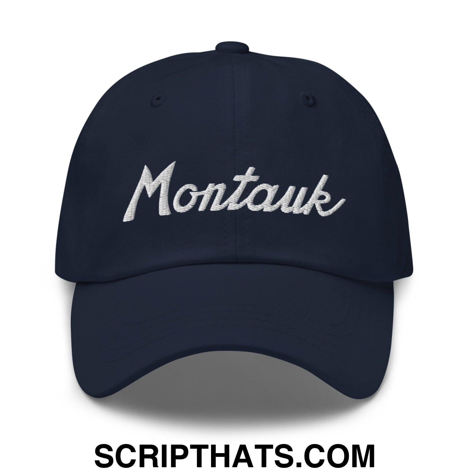 Montauk III Vintage Sports Script Dad Hat Navy