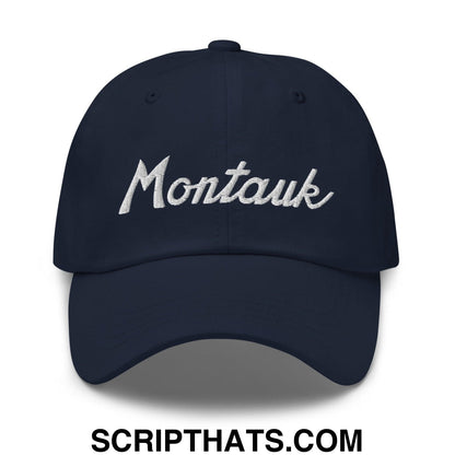 Montauk III Vintage Sports Script Dad Hat Navy
