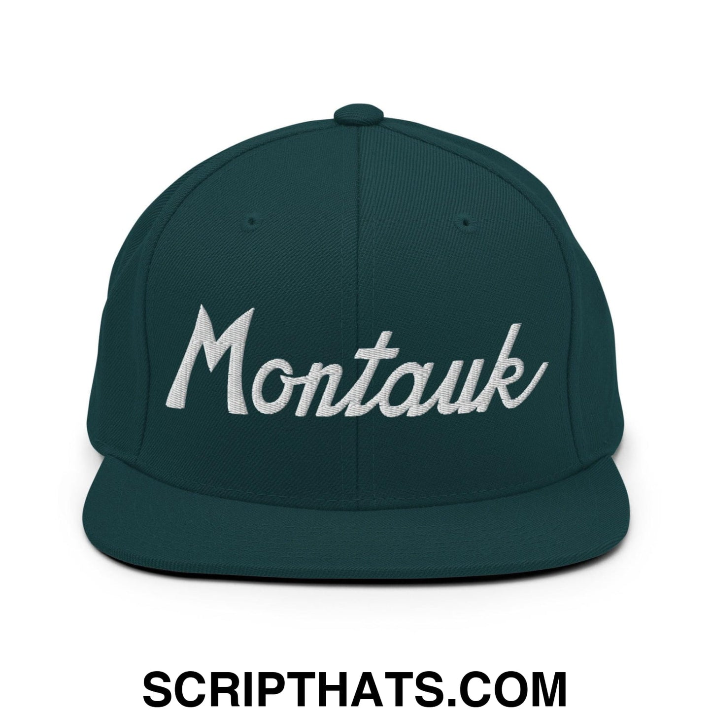 Montauk III Vintage Sports Script Snapback Hat Spruce